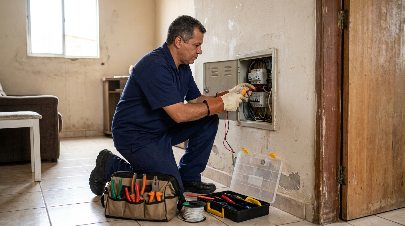 Eletricista com ferramentas em Cotia‑SP