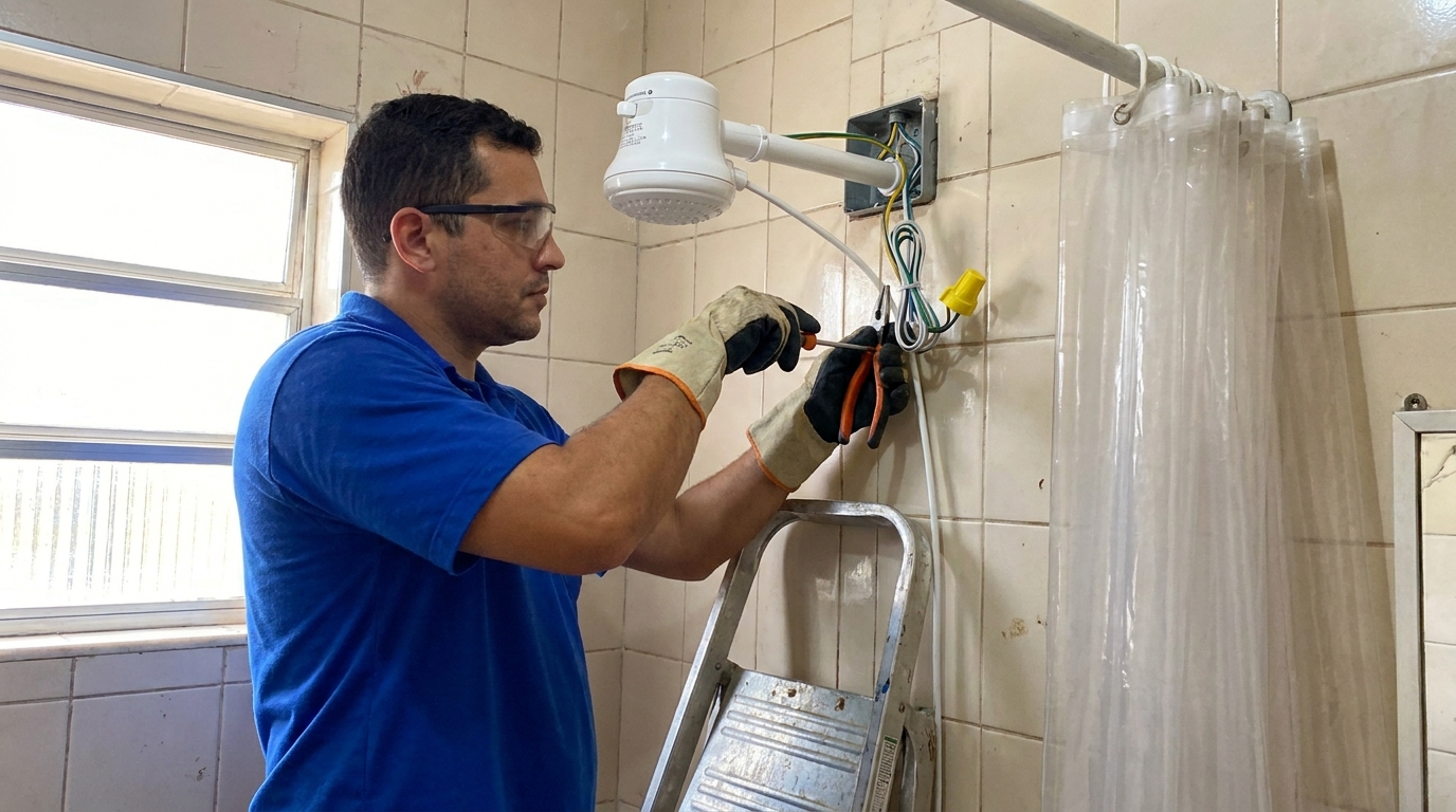 Instalacao de chuveiro eletrico residencial em Cotia‑SP